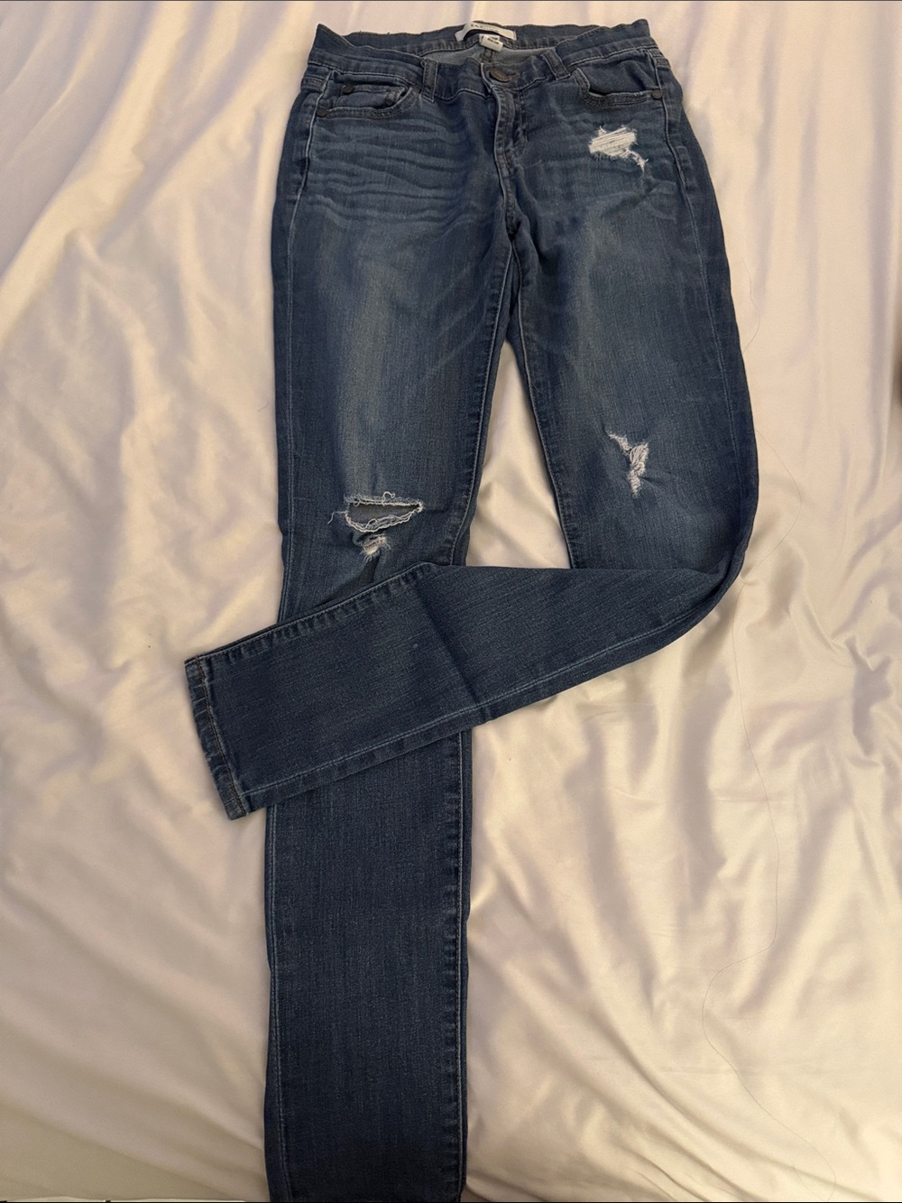 refuge Dark Wash Distressed Skinny Jeans